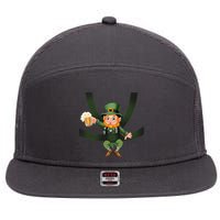 Funny St Patricks Day Leprechaun Beer In Baby Chest Carrier 7 Panel Mesh Trucker Snapback Hat