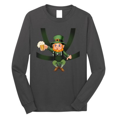 Funny St Patricks Day Leprechaun Beer In Baby Chest Carrier Long Sleeve Shirt