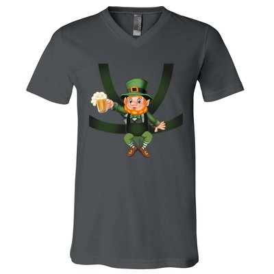 Funny St Patricks Day Leprechaun Beer In Baby Chest Carrier V-Neck T-Shirt