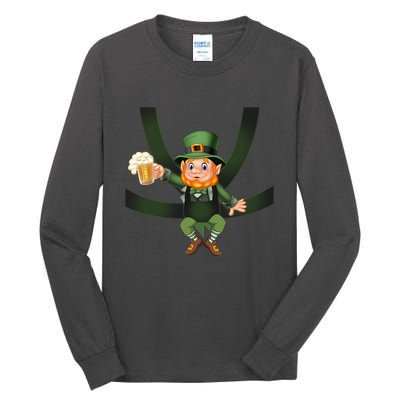 Funny St Patricks Day Leprechaun Beer In Baby Chest Carrier Tall Long Sleeve T-Shirt