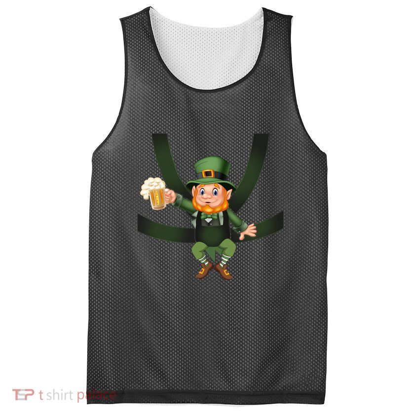 Funny St Patricks Day Leprechaun Beer In Baby Chest Carrier Mesh Reversible Basketball Jersey Tank