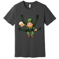 Funny St Patricks Day Leprechaun Beer In Baby Chest Carrier Premium T-Shirt