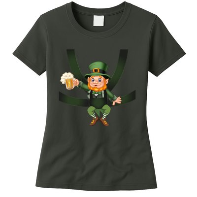 Funny St Patricks Day Leprechaun Beer In Baby Chest Carrier Womens T-Shirt