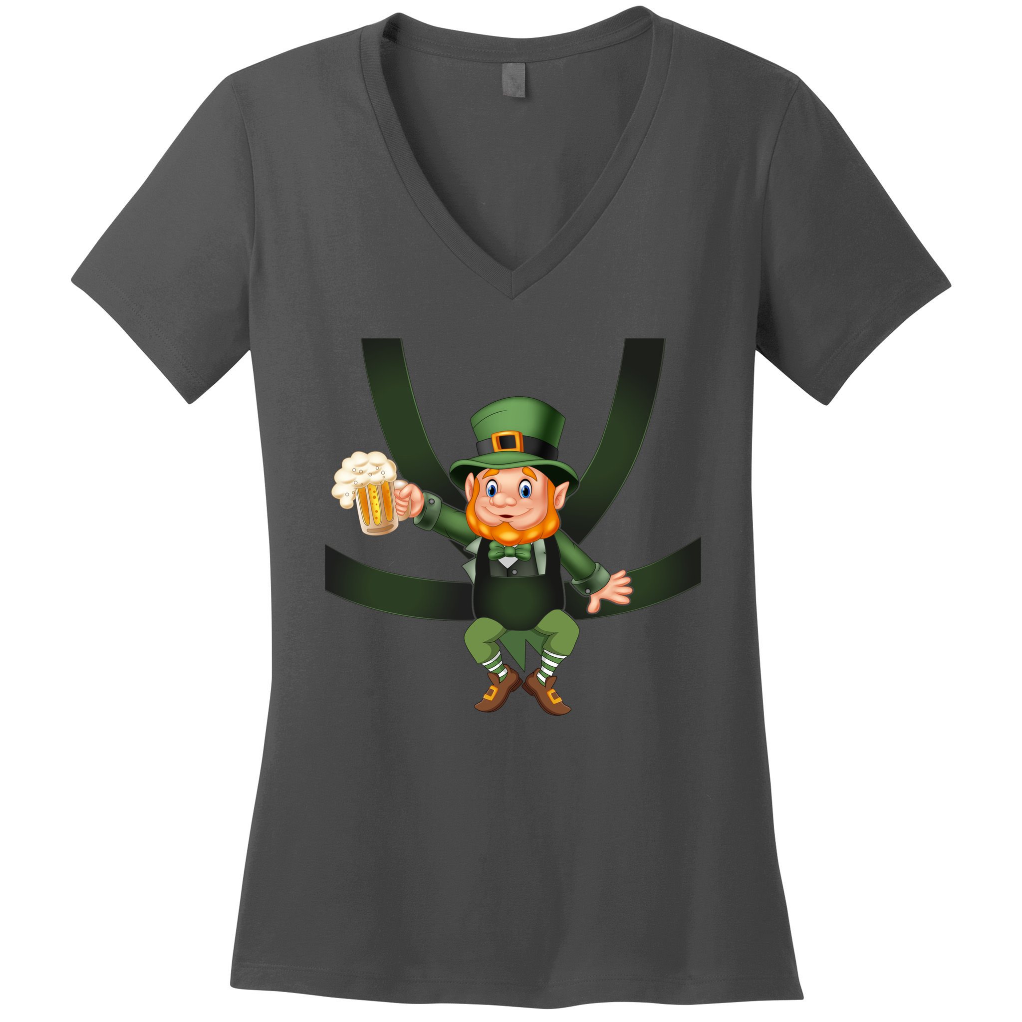 Funny St Patricks Day Leprechaun Beer In Baby Chest Carrier Women's V-Neck T-Shirt