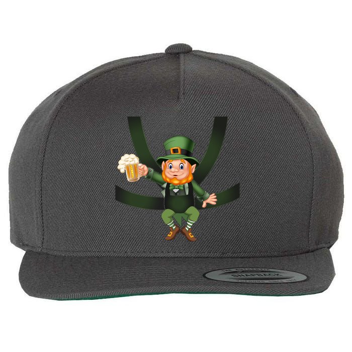Funny St Patricks Day Leprechaun Beer In Baby Chest Carrier Wool Snapback Cap