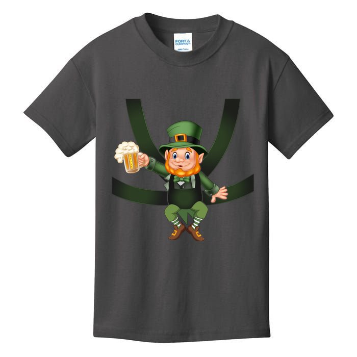 Funny St Patricks Day Leprechaun Beer In Baby Chest Carrier Kids T-Shirt
