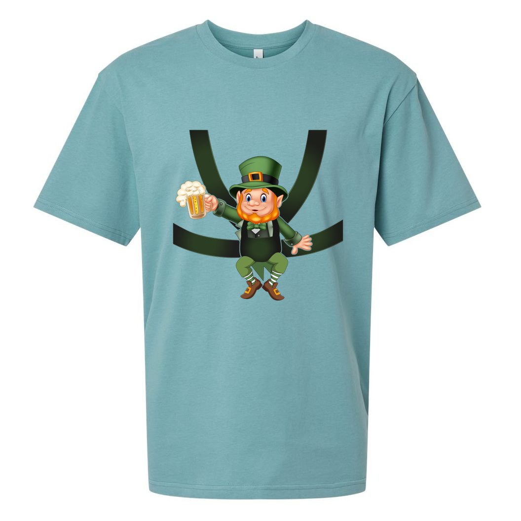 Funny St Patricks Day Leprechaun Beer In Baby Chest Carrier Sueded Cloud Jersey T-Shirt