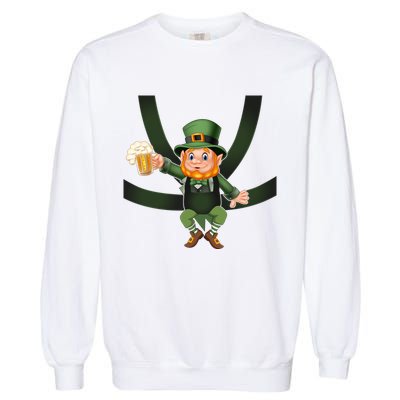 Funny St Patricks Day Leprechaun Beer In Baby Chest Carrier Garment-Dyed Sweatshirt