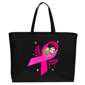 Funny Sloth Pink_ Ribbon Breast Cancer Awareness Month Cotton Canvas Jumbo Tote