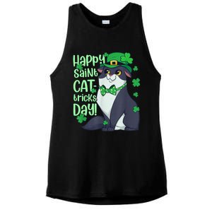 Funny St Patrick's Day Happy St Cat Tricks Day Ladies PosiCharge Tri-Blend Wicking Tank