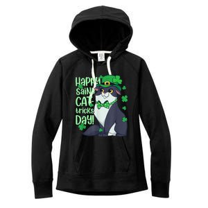 Funny St Patrick's Day Happy St Cat Tricks Day Women's Fleece Hoodie