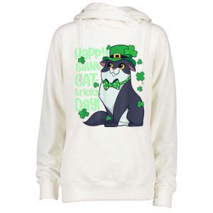 Funny St Patrick's Day Happy St Cat Tricks Day Womens Funnel Neck Pullover Hood