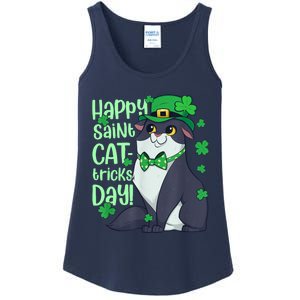 Funny St Patrick's Day Happy St Cat Tricks Day Ladies Essential Tank