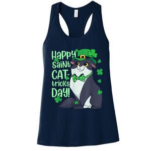 Funny St Patrick's Day Happy St Cat Tricks Day Women's Racerback Tank