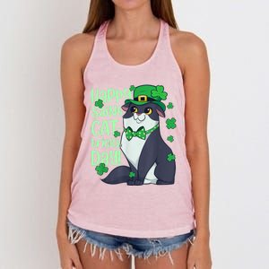 Funny St Patrick's Day Happy St Cat Tricks Day Women's Knotted Racerback Tank