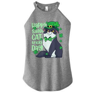 Funny St Patrick's Day Happy St Cat Tricks Day Women's Perfect Tri Rocker Tank