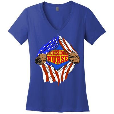 Funny Super Professional Nurse Hero Job Gift Women's V-Neck T-Shirt