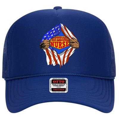 Funny Super Professional Nurse Hero Job Gift High Crown Mesh Back Trucker Hat