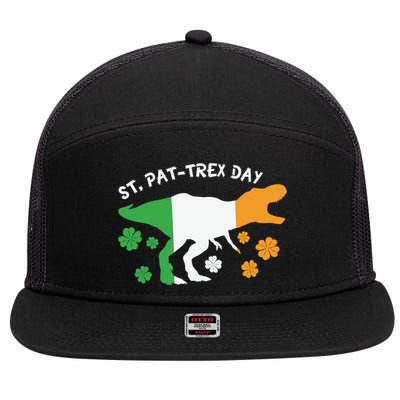 Funny St Pat Trex Day 7 Panel Mesh Trucker Snapback Hat