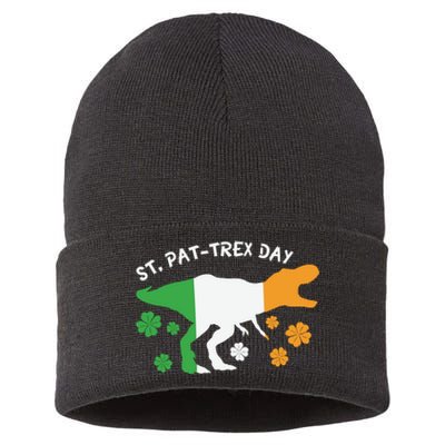 Funny St Pat Trex Day Sustainable Knit Beanie