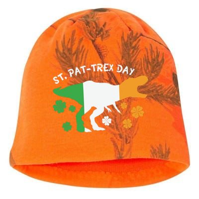 Funny St Pat Trex Day Kati - Camo Knit Beanie