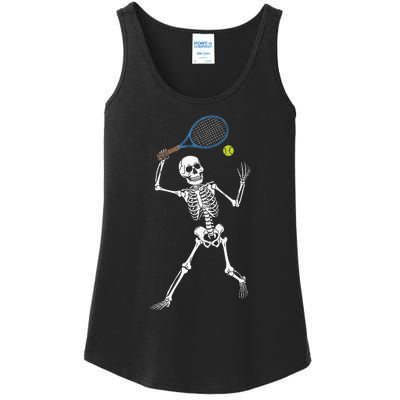 Funny Skeleton Playing Tennis Lovers Spooky Halloween Player Ladies Essential Tank