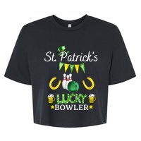 FUNNY SAINT PATRICK'S DAY GIFT FOR WHO LOVE BOWLING Bella+Canvas Jersey Crop Tee