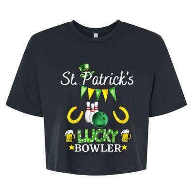 FUNNY SAINT PATRICK'S DAY GIFT FOR WHO LOVE BOWLING Bella+Canvas Jersey Crop Tee