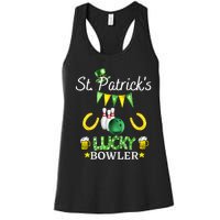 FUNNY SAINT PATRICK'S DAY GIFT FOR WHO LOVE BOWLING Women's Racerback Tank