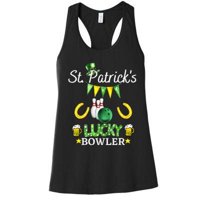 FUNNY SAINT PATRICK'S DAY GIFT FOR WHO LOVE BOWLING Women's Racerback Tank