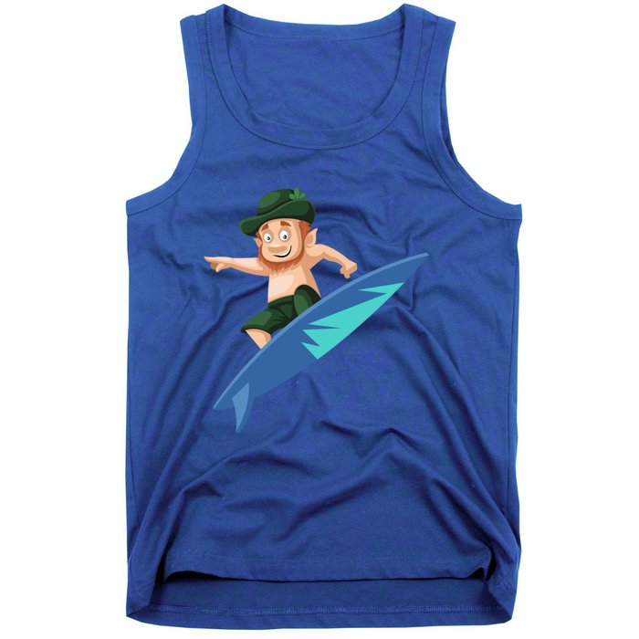 Funny St Patricks Day Surfing Leprechaun Hawaiian Leprechaun Cute Gift Tank Top