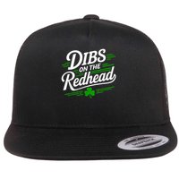 Funny St Patrick's Day Dibs On The Redhead Shamrock Flat Bill Trucker Hat