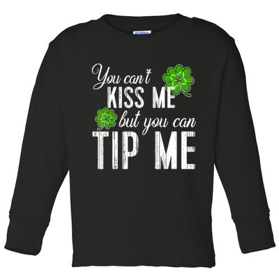 Funny St Patricks Day Waitress Bartender Waiter Tips Toddler Long Sleeve Shirt