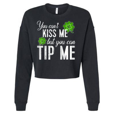 Funny St Patricks Day Waitress Bartender Waiter Tips Cropped Pullover Crew