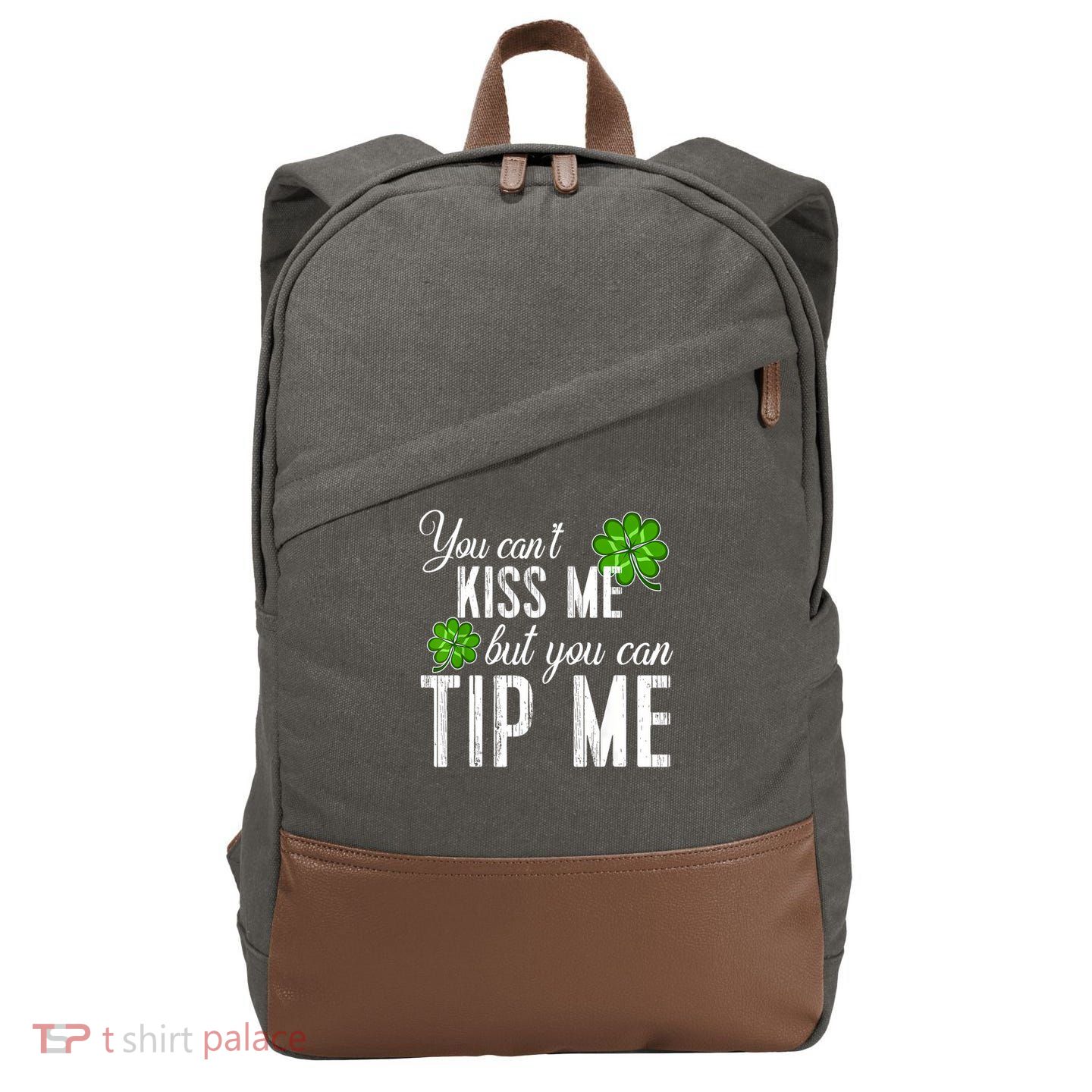 Funny St Patricks Day Waitress Bartender Waiter Tips Cotton Canvas Backpack