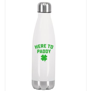 Funny St Patricks Day Gift Here To Paddy Irish Pun Stainless Steel Insulated Water Bottle