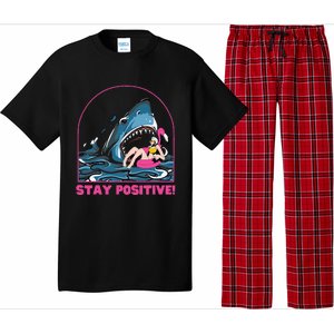 Funny Stay Positive Shark Beach Motivational Quote Pajama Set