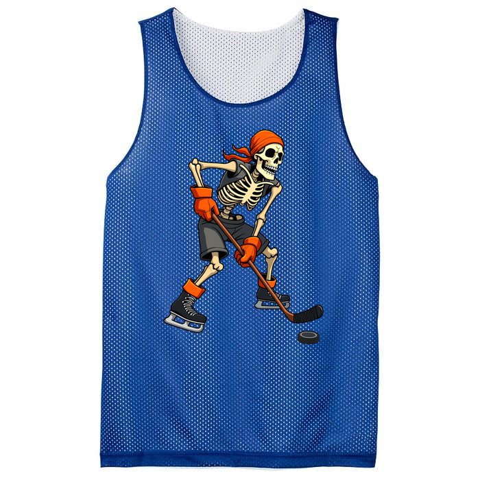 Funny Skeleton Playing Ice Hockey Sports Halloween Costume Great Gift Mesh Reversible Basketball Jersey Tank