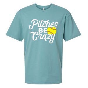 Funny Softball Pitcher Pitches Be Crazy Fast Slow Pitch Sueded Cloud Jersey T-Shirt