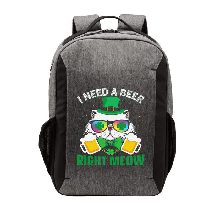 Funny St. Patricks Day Cat I Need A Beer Right Meow Vector Backpack