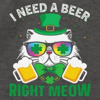 Funny St. Patricks Day Cat I Need A Beer Right Meow Vector Backpack