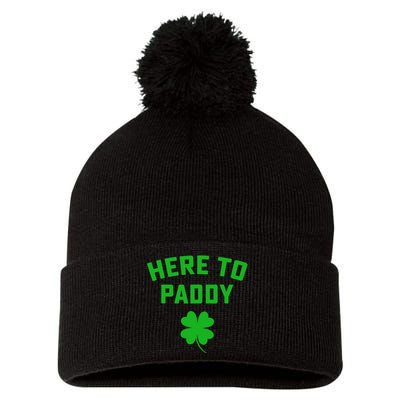 Funny St Patricks DayHere To Paddy Irish Pun Pom Pom 12in Knit Beanie