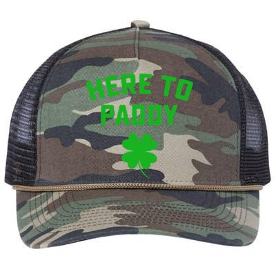 Funny St Patricks DayHere To Paddy Irish Pun Retro Rope Trucker Hat Cap