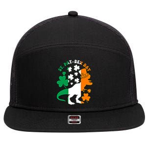 Funny St Patrex Day Happy St Patricks Day Trex Great Gift 7 Panel Mesh Trucker Snapback Hat