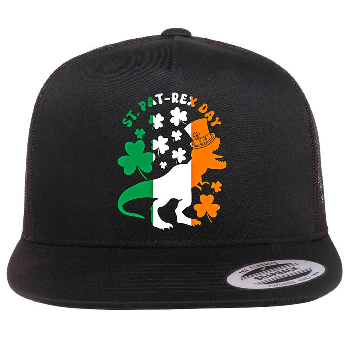 Funny St Patrex Day Happy St Patricks Day Trex Great Gift Flat Bill Trucker Hat