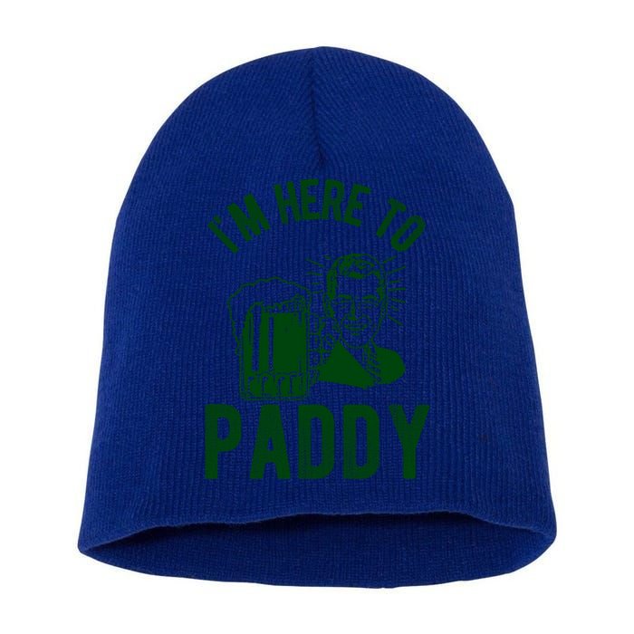 Funny St Patrick's Day Im Here To Paddy St Pats Gift Short Acrylic Beanie