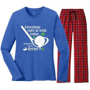 Funny St Patrick Day Golf Gift Funny Gift Ing Humor Irish Joke Gift Women's Long Sleeve Flannel Pajama Set 