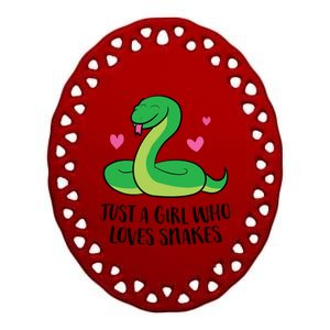 Funny Snake Pet Girl Just A Girl Who Loves Snakes Ceramic Oval Ornament