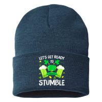 Funny St. PatrickS Day LetS Get Ready To Stumble Beer Drinking Gift Sustainable Knit Beanie