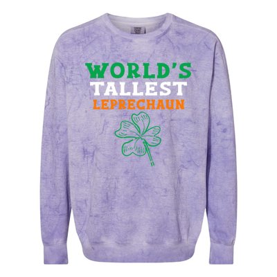 Funny Saint Patrick's Day Worlds Tallest Leprechaun Gift Colorblast Crewneck Sweatshirt